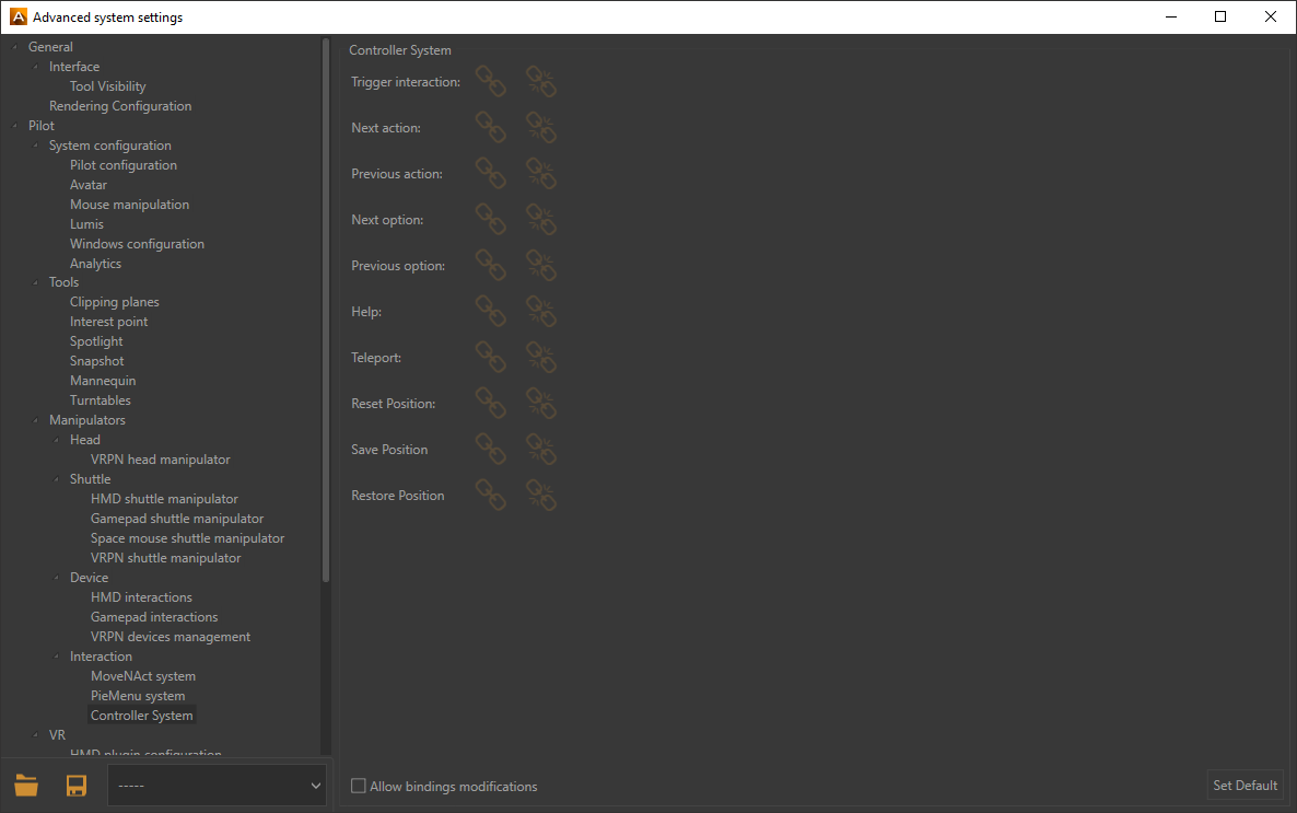 The Controller Advanced System Settings.