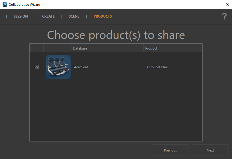 Select the product(s) you want to share with your remote collaborator.