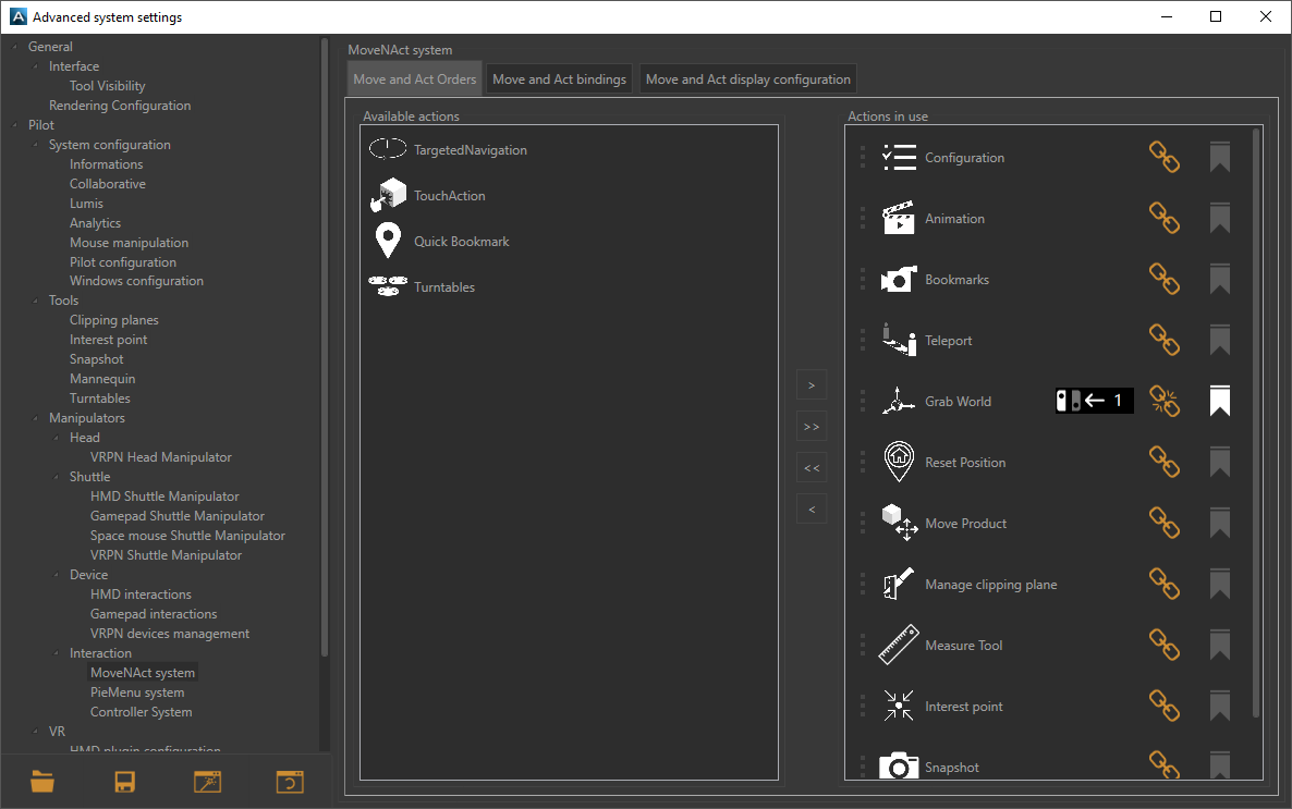 The MoveNAct advanced settings window