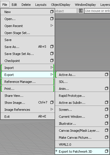 How to export Alias CAO to be readable by Patchwork 3D.