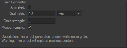 Grain generator is for generating grain (simple filter used in the photo grain advanced filter).