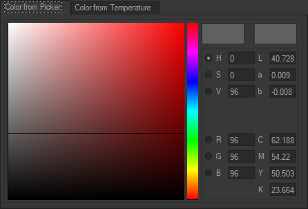 The Color from Picker tab provides multiple ways of setting a color.