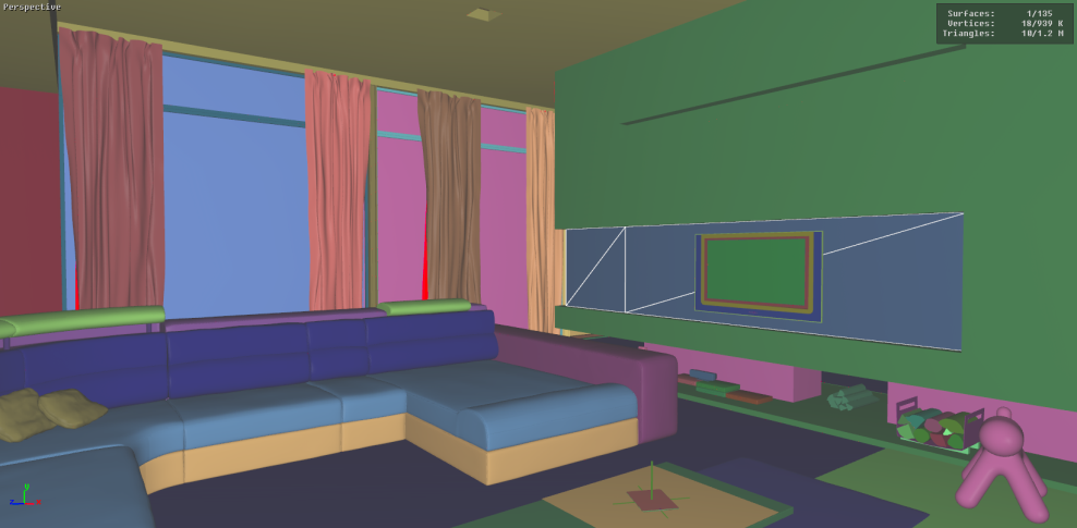 Example of the auto-orientation function for surface interiors on the 3D scene: the surfaces identified as inside out have been reversed in the right image.