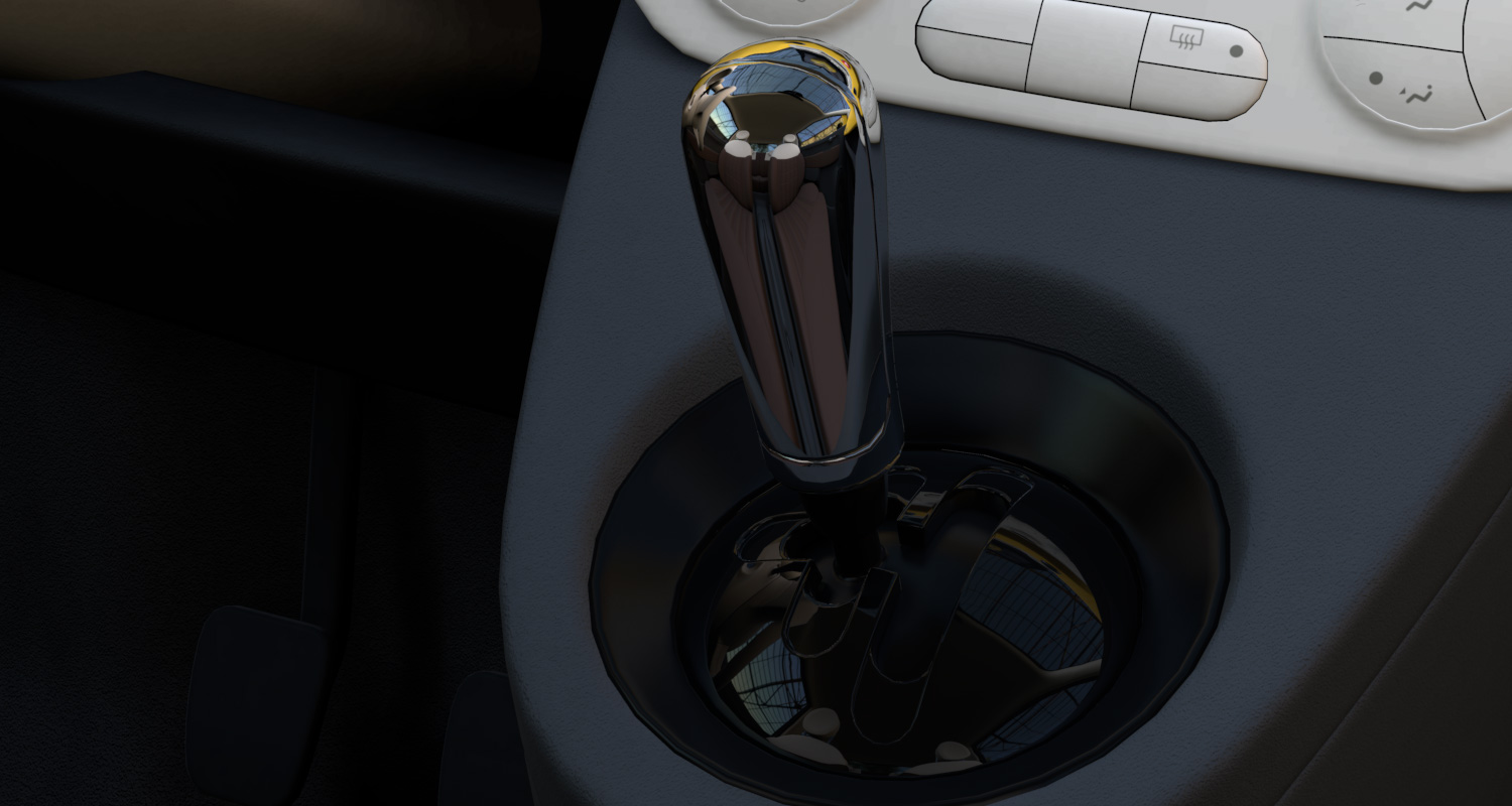 The chromed material applied to the gear lever knob reflects this new environment.