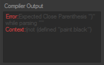 Compiler output error for missing final parenthesis.