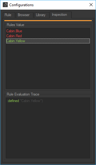 Inspection tab shows the result of rules evaluation.