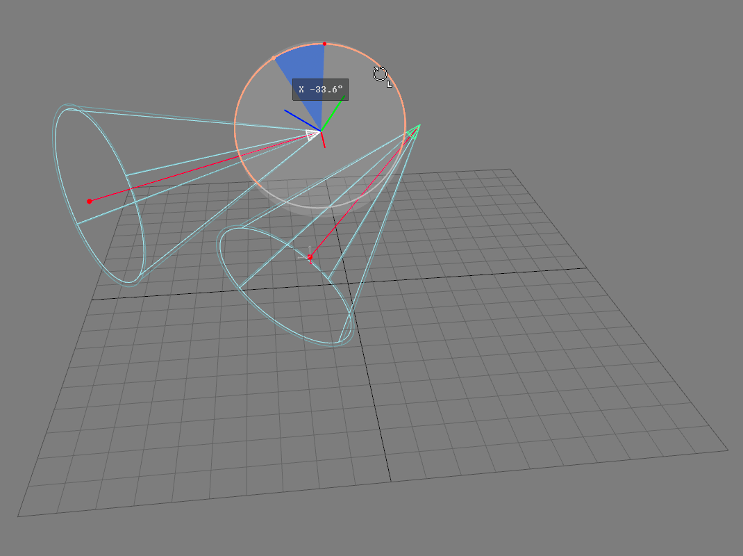 A rotation is applied to a light selection relative to the lights’ individual pivots.