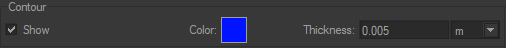 The contour of the clipped surface edges can be visually represented by enabling the Show option within the Contour zone.