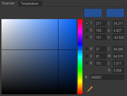 The Color from Picker tab provides multiple ways of setting a color.