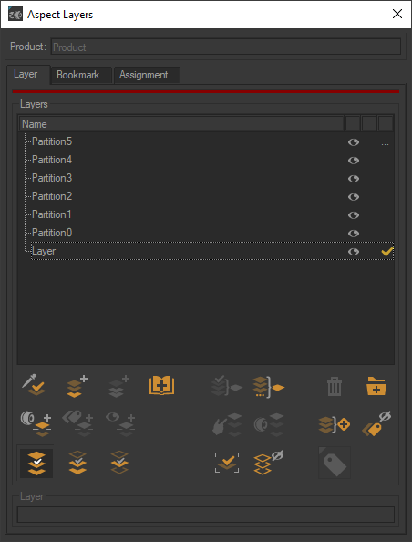 The partitions obtained are listed in Aspect Layers in addition to the base layer of the "Configured Product".