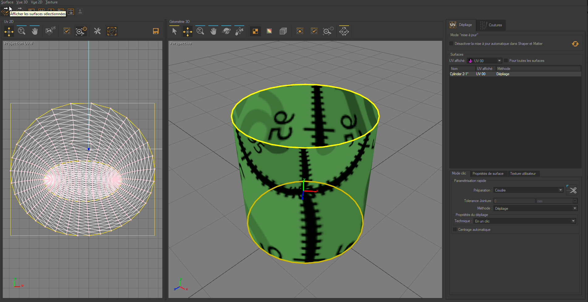 UV-mapping obtained without using the surface cutting workshop.