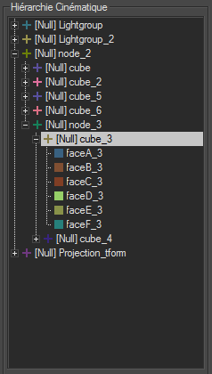 Example of kinematic hierarchy in Shaper built according to a FBX node hierarchy.