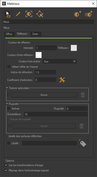 Mirror material editor - Reflection layer