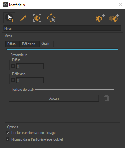 Mirror material editor - Bump layer