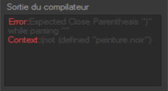 Compiler output error for missing final parenthesis.