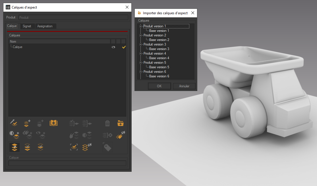 Importing existing aspect layers into the blank product.