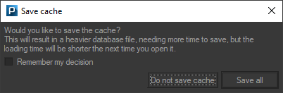 Save cache modal