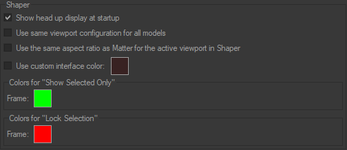 Shaper UI Settings