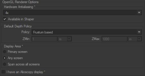 OpenGL Renderer Options.