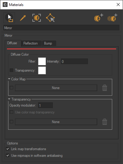 Mirror material editor - Diffuse layer