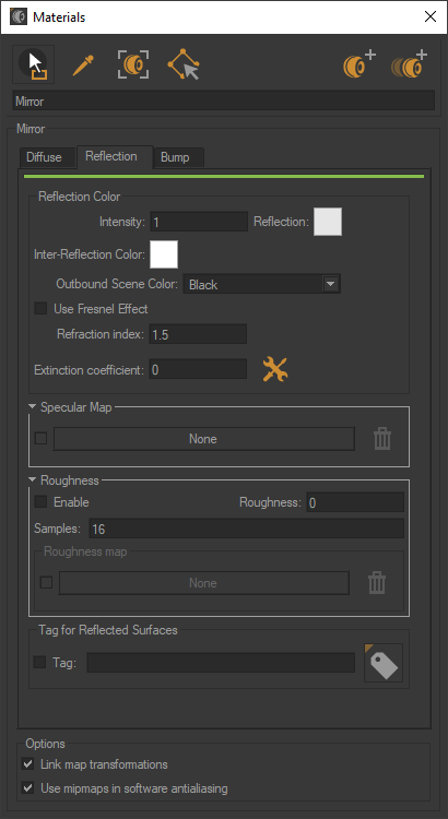 Mirror material editor - Reflection layer