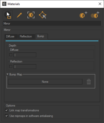 Mirror material editor - Bump layer