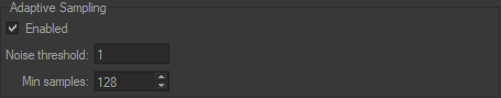 Path Tracing Settings Adaptative Sampling box