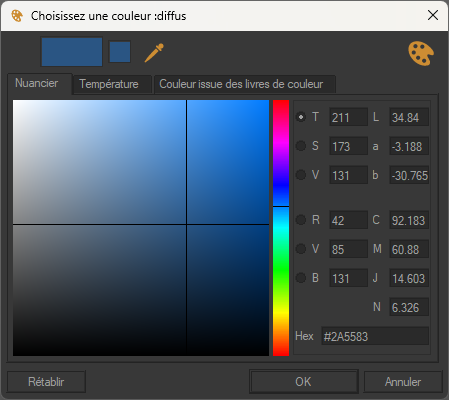 The "Color from Picker" tab provides multiple ways to set a color.