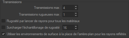 Raytracing Settings Transmissions box