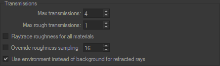 Raytracing Settings Transmissions box