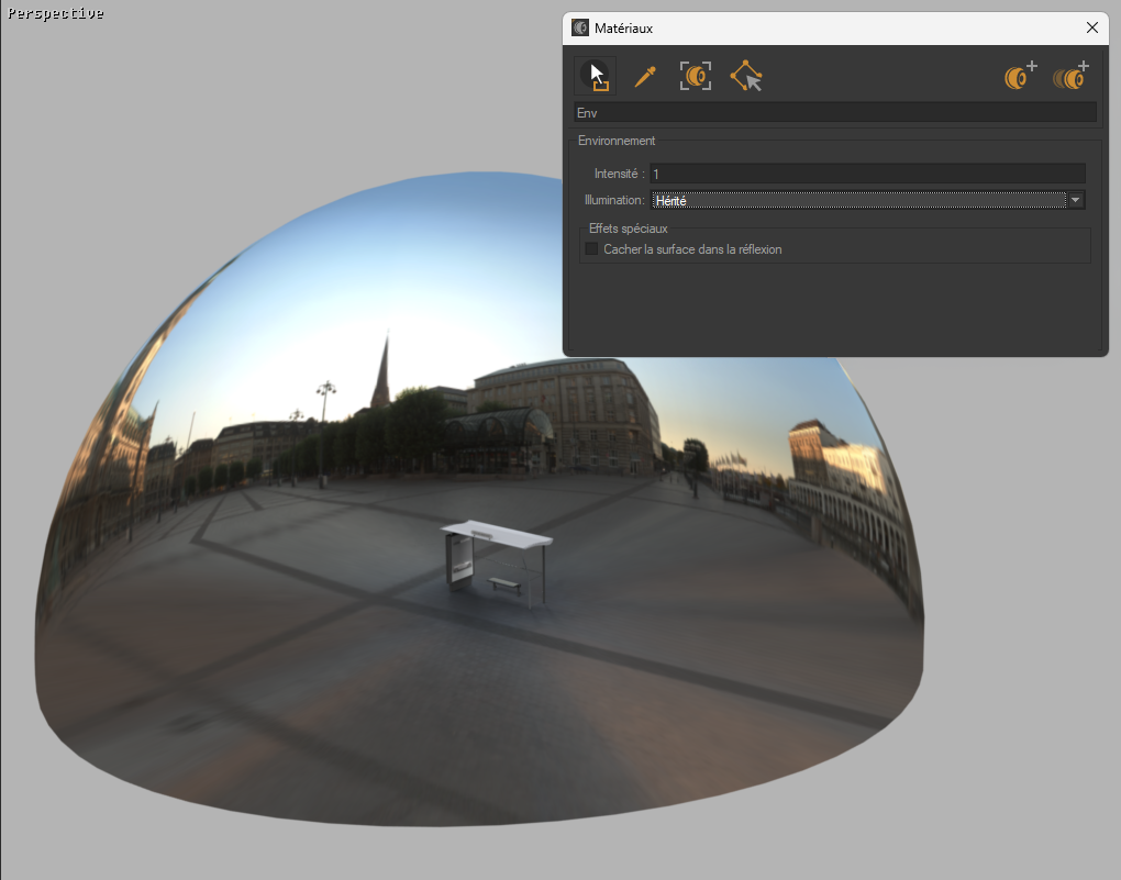 Applying a material to a hemisphere.