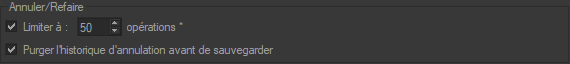 Choose the limit of Undo/Redo operations.