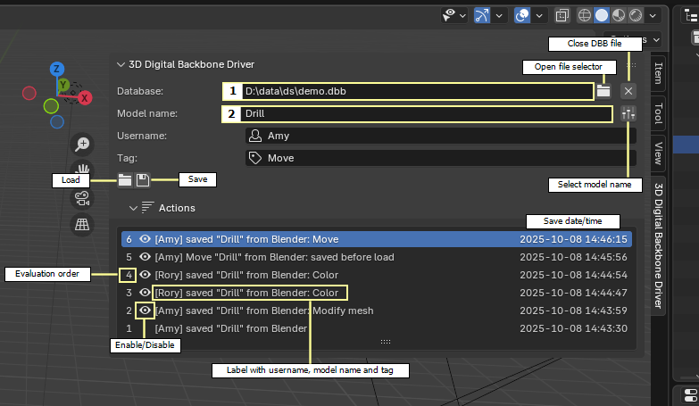 3D Digital Backbone Driver Add-on User Interface