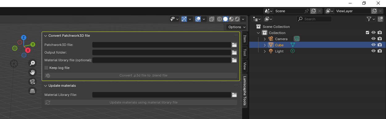 Convert a .p3d file to a .blend file