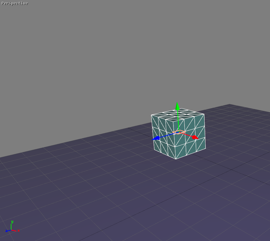 The cube's translation gizmo origin is located at XX X=-0.4 m.