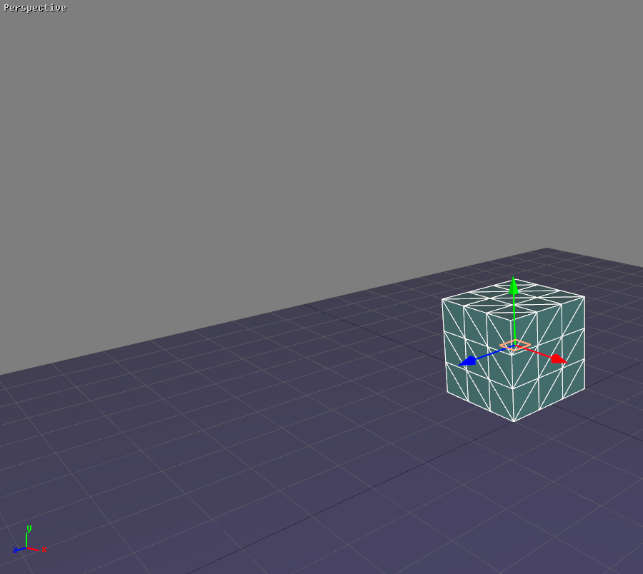 A translation of 0.3 m in the direction of the World frame’s X axis is applied to the cube.