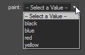 A drop-down list of "​value_n" values in the Configuration Browser.