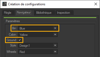 Two defined symbols in the Configuration Browser: Bin.Blue and Ground.