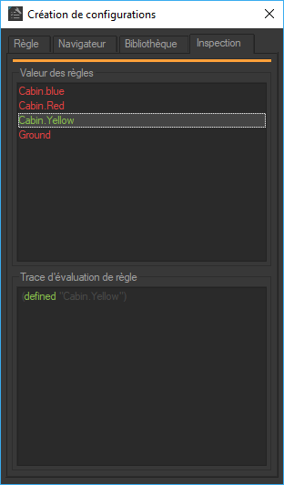 Inspection tab shows the result of rules evaluation.