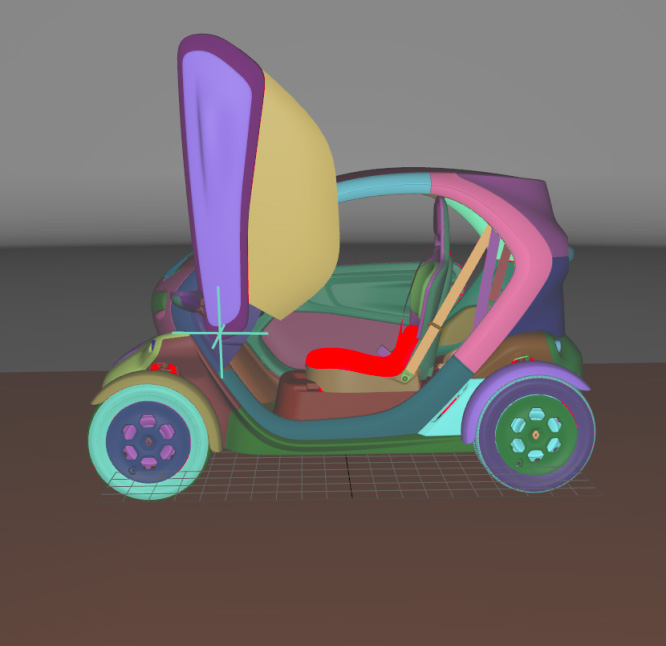 The auto-orientation function for visible surfaces is used (right): the inside out, non-visible surface retains its original orientation.