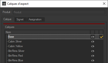 Renamed appearance layers of the product "Configured product".