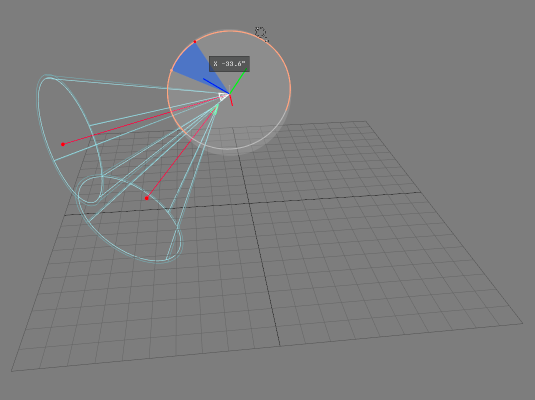 A rotation is applied to a light selection relative to the selection leader’s pivot.