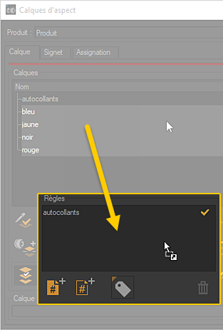 Dragging and dropping a selection of aspect layers into the Rules zone makes the Parameter Editor appear.