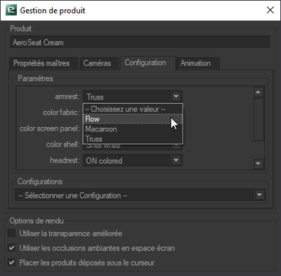 Configuration tab of the Product Manager.