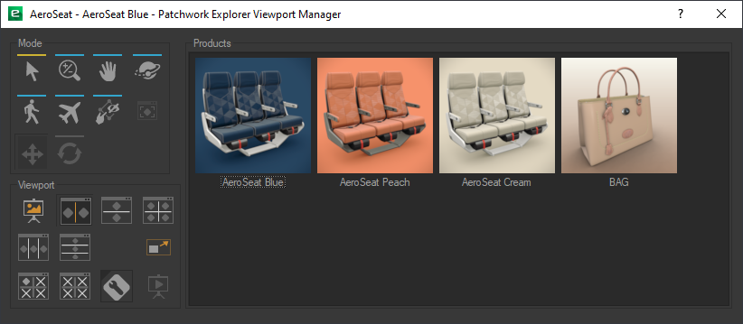 The viewport manager shows the products of all opened databases.