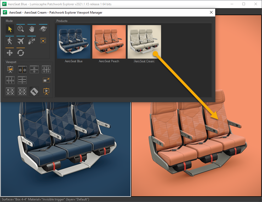 Adding the AeroSeat Cream product to the AeroSeat Peach product using Ctrl + Drag and Drop.